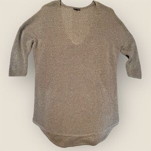 Express Metallic Silver Tunic Sweater